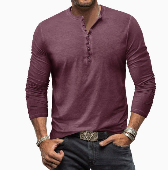 Button Washed Old V-neck Men's T-shirt
