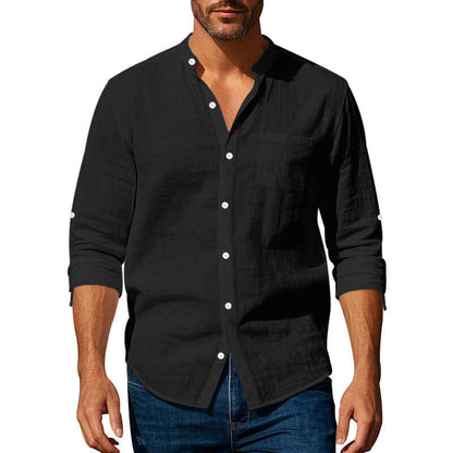 Long Sleeve Stand Collar Shirt Wit