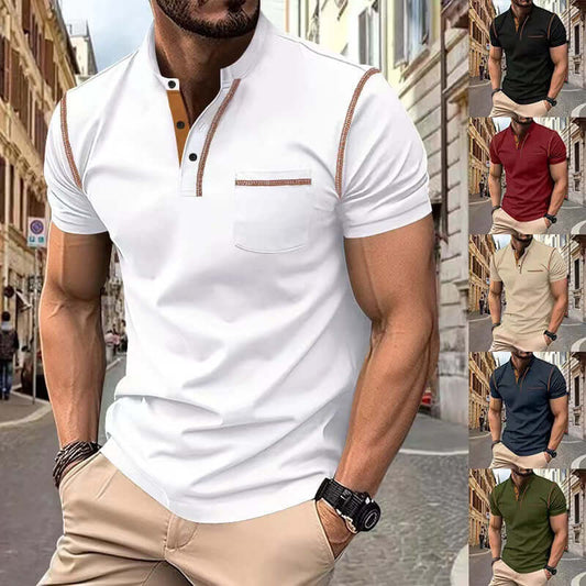 Men's Short Sleeve Polo Shirt Henry T-shirts 