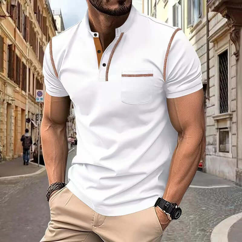 Men's Short Sleeve Polo Shirt Henry T-shirts 