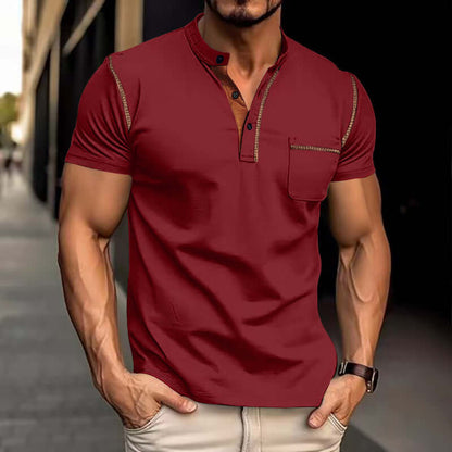 Men's Short Sleeve Polo Shirt Henry T-shirts 