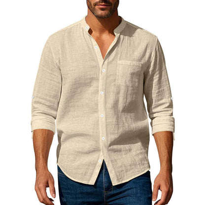 Long Sleeve Stand Collar Shirt Wit