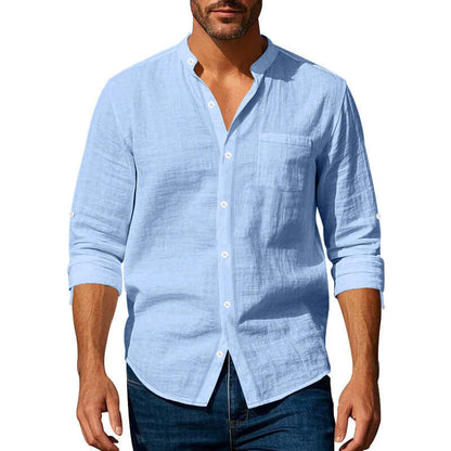 Long Sleeve Stand Collar Shirt Wit