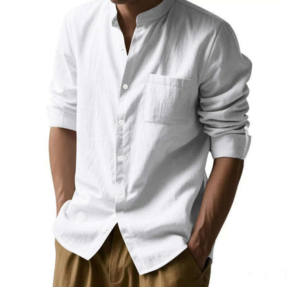 Long Sleeve Stand Collar Shirt Wit