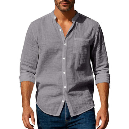 Long Sleeve Stand Collar Shirt Wit