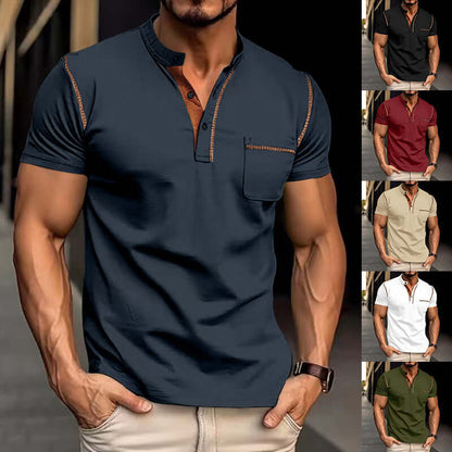 Men's Short Sleeve Polo Shirt Henry T-shirts 