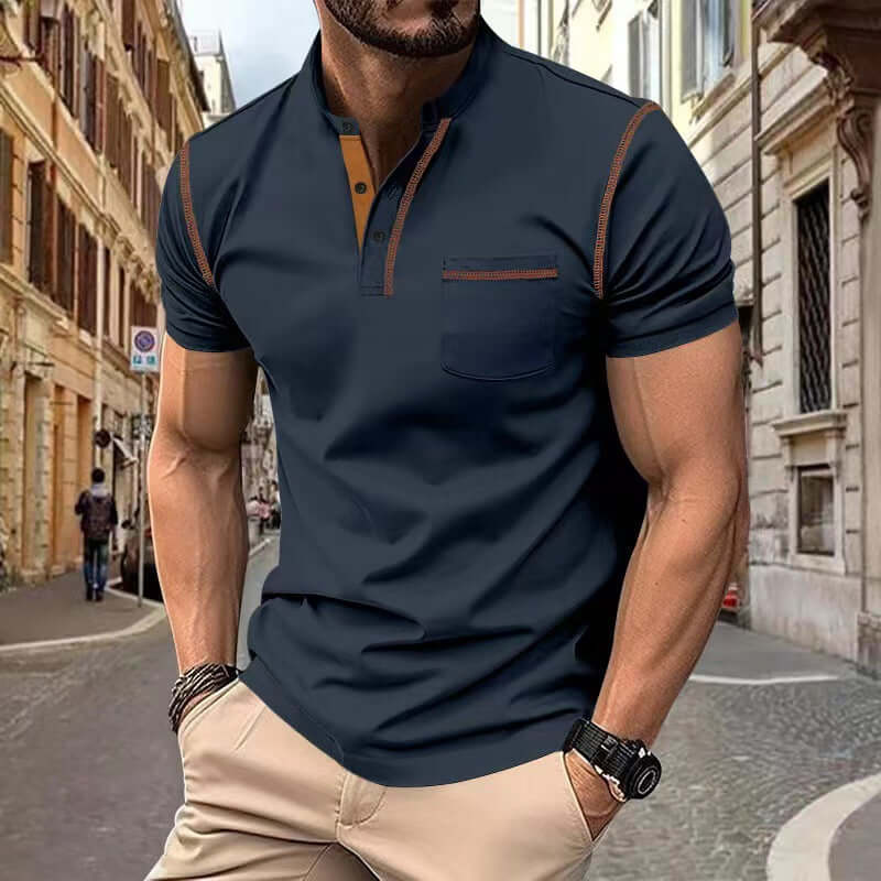 Men's Short Sleeve Polo Shirt Henry T-shirts 